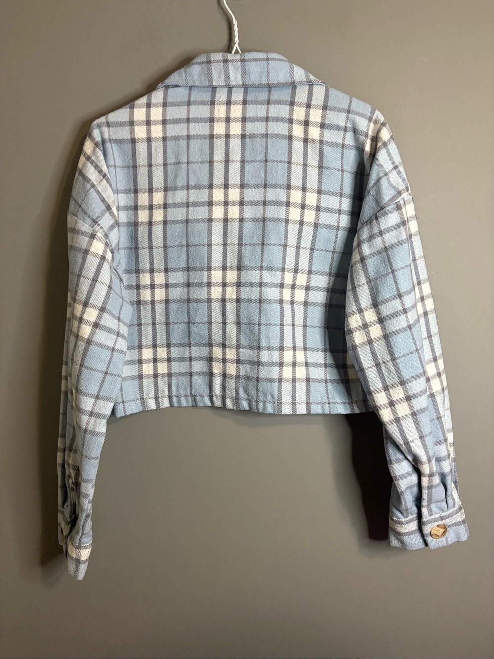 Streetwear Society Blue Plaid Cropped Shacket Jacket Size M - Picture 3 of 8